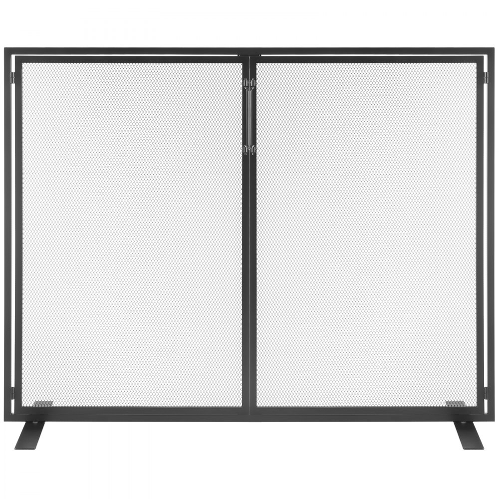 VEVOR Fireplace Screen 1 Panel with Door, Sturdy Iron Mesh Fireplace Screen, 38.98"(L) x30.7"(H) Spark Guard Cover, Simple Installation, Free Standing Fire Fence Grate for Living Room Home Decor Moder