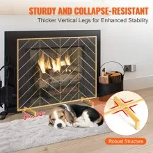 VEVOR Fireplace Screen Single Panel, Sturdy Iron Mesh Fireplace Screen, 980(L) x758(H)MM Spark Guard Cover, Simple Installation, Free Standing Fire Fence Grate for Living Room Home Decor Modern
