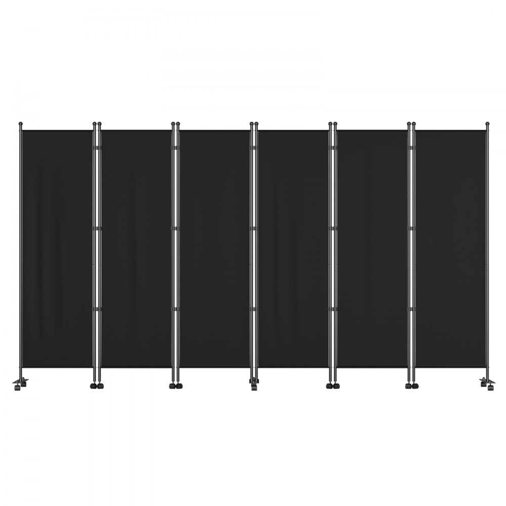 VEVOR 6 Panel Room Divider, 6 FT Tall, Freestanding & Folding Privacy Screen w/ Swivel Casters & Aluminum Alloy Frame, Oxford Bag Included, Room Partition for Office Home, 121" W x 14" D x 73"H, Black
