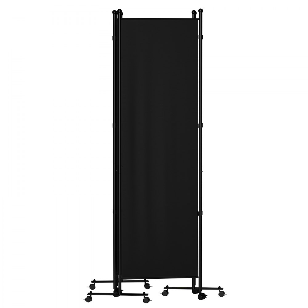 VEVOR 6 Panel Room Divider, 6 FT Tall, Freestanding & Folding Privacy Screen w/ Swivel Casters & Aluminum Alloy Frame, Oxford Bag Included, Room Partition for Office Home, 121" W x 14" D x 73"H, Black