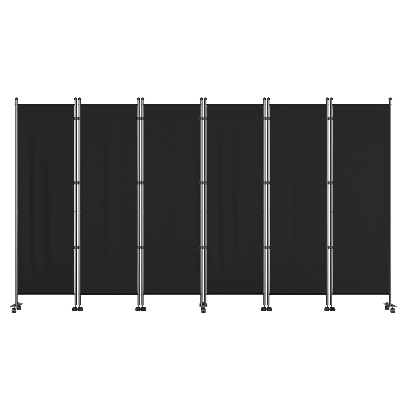 VEVOR 6 Panel Room Divider, 6 FT Tall, Freestanding & Folding Privacy Screen w/ Swivel Casters & Aluminum Alloy Frame, Oxford Bag Included, Room Partition for Office Home, 121" W x 14" D x 73"H, Black