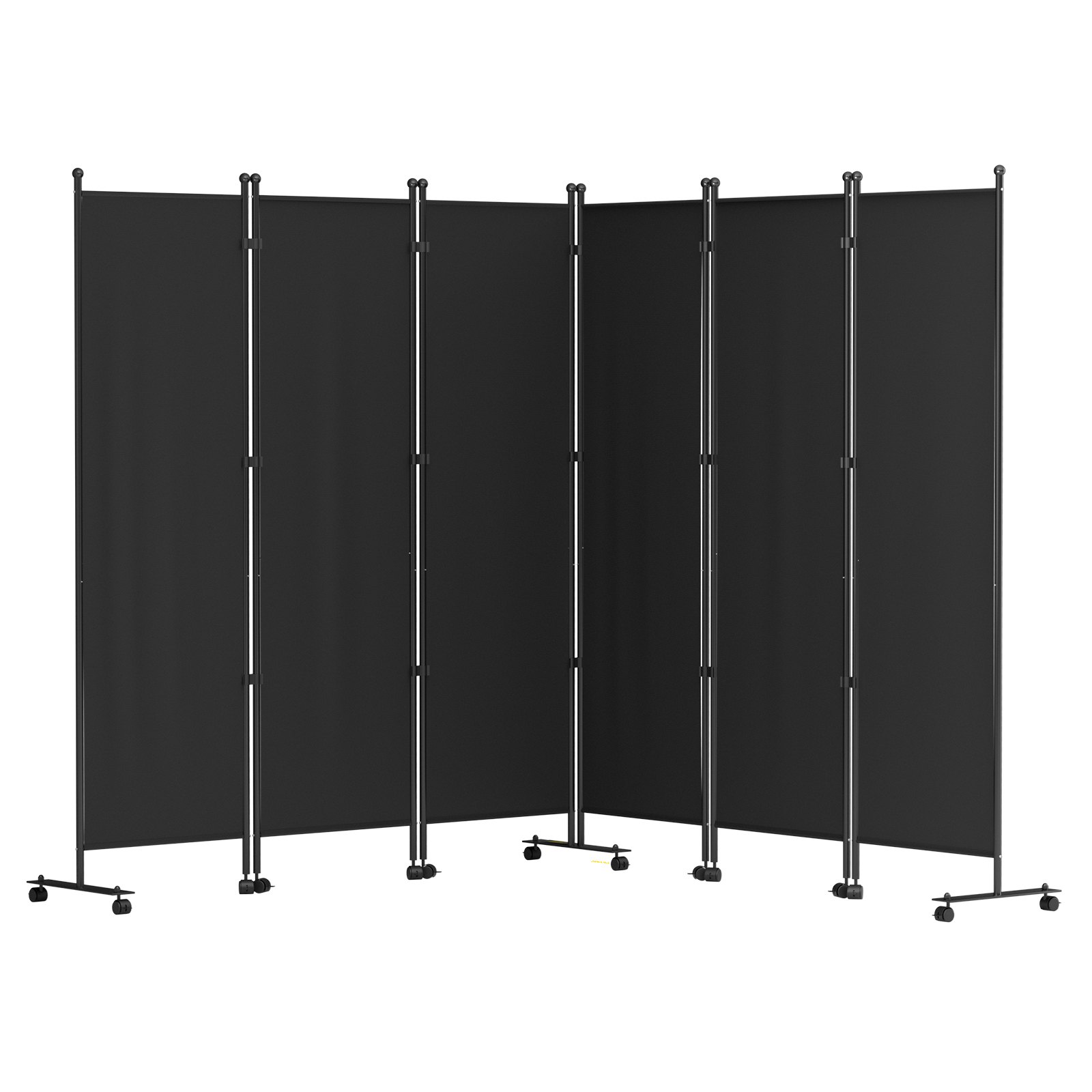 VEVOR 6 Panel Room Divider, 6 FT Tall, Freestanding & Folding Privacy Screen w/ Swivel Casters & Aluminum Alloy Frame, Oxford Bag Included, Room Partition for Office Home, 121" W x 14" D x 73"H, Black