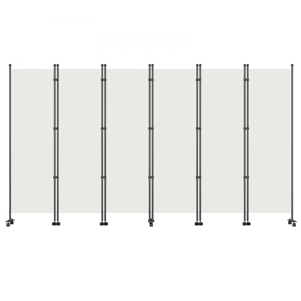 VEVOR 6 Panel Room Divider, 6 FT Tall, Freestanding & Folding Privacy Screen w/ Swivel Casters & Aluminum Alloy Frame, Oxford Bag Included, Room Partition for Office Home, 121" W x 14" D x 73"H, White