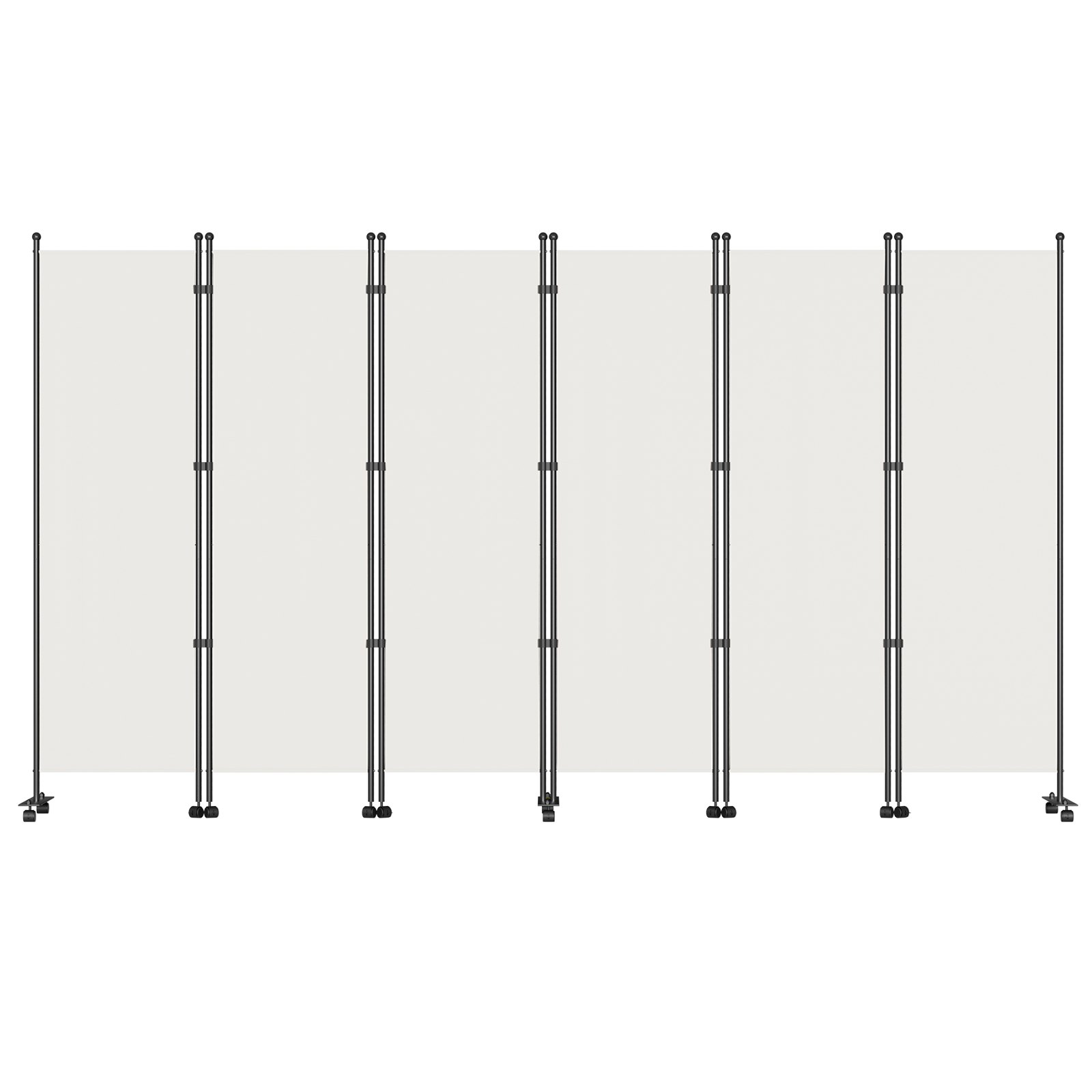 VEVOR 6 Panel Room Divider, 6 FT Tall, Freestanding & Folding Privacy Screen w/ Swivel Casters & Aluminum Alloy Frame, Oxford Bag Included, Room Partition for Office Home, 121" W x 14" D x 73"H, White