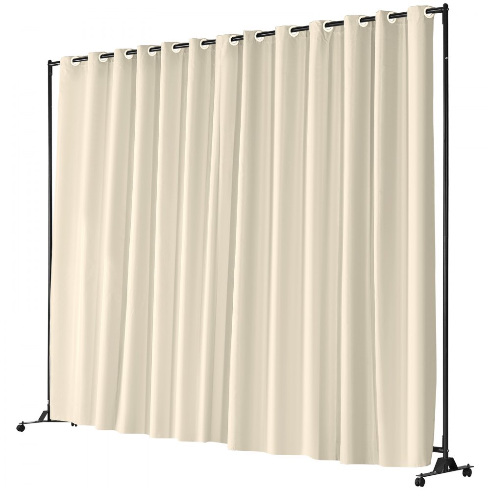 VEVOR Room Divider, 8 ft x 10 ft Portable Panel Room Divider with Wheels Curtain Divider Stand, Room Divider Privacy Screen for Office, Bedroom, Dining Room, Study, Beige