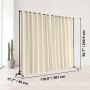 VEVOR Room Divider, 8 ft x 10 ft Portable Panel Room Divider with Wheels Curtain Divider Stand, Room Divider Privacy Screen for Office, Bedroom, Dining Room, Study, Beige