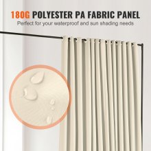 VEVOR Room Divider, 8 ft x 10 ft(96×120inch) Portable Panel Room Divider with Wheels Curtain Divider Stand, Room Divider Privacy Screen for Office, Bedroom, Dining Room, Study, Beige