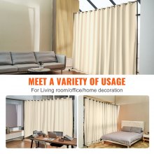 VEVOR Room Divider, 8 ft x 10 ft(96×120inch) Portable Panel Room Divider with Wheels Curtain Divider Stand, Room Divider Privacy Screen for Office, Bedroom, Dining Room, Study, Beige