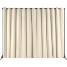 VEVOR Room Divider, 8 ft x 10 ft(96×120inch) Portable Panel Room Divider with Wheels Curtain Divider Stand, Room Divider Privacy Screen for Office, Bedroom, Dining Room, Study, Beige