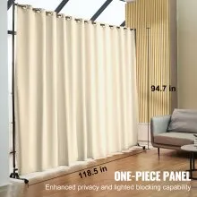 VEVOR Room Divider, 8 ft x 10 ft Portable Panel Room Divider with Wheels Curtain Divider Stand, Room Divider Privacy Screen for Office, Bedroom, Dining Room, Study, Beige
