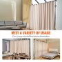 VEVOR Room Divider, 8 ft x 10 ft Portable Panel Room Divider with Wheels Curtain Divider Stand, Room Divider Privacy Screen for Office, Bedroom, Dining Room, Study, Khaki