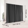 VEVOR Room Divider, 8 ft x 10 ft Portable Panel Room Divider with Wheels Curtain Divider Stand, Room Divider Privacy Screen for Office, Bedroom, Dining Room, Study, Black