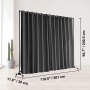 VEVOR Room Divider, 8 ft x 10 ft (96×120inch) Portable Panel Room Divider with Wheels Curtain Divider Stand, Room Divider Privacy Screen for Office, Bedroom, Dining Room, Study, Black