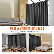 VEVOR Room Divider, 8 ft x 10 ft (96×120inch) Portable Panel Room Divider with Wheels Curtain Divider Stand, Room Divider Privacy Screen for Office, Bedroom, Dining Room, Study, Black
