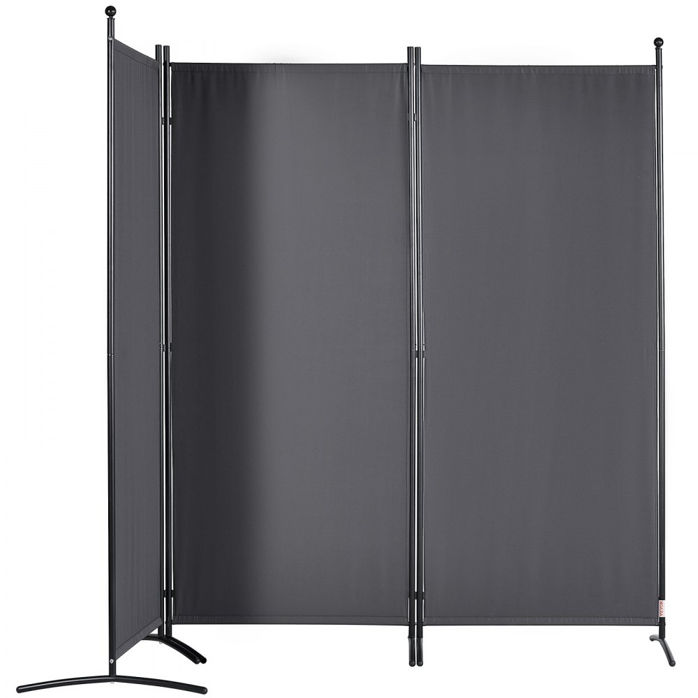 VEVOR room divider, black three-panel, freestanding. sleek, fabric-covered metal frame. ideal for privacy.