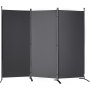 VEVOR Room Divider, 185 cm Room Dividers and Folding Privacy Screens (3-panel), Fabric Partition Room Dividers for Office, Bedroom, Dining Room, Study, Freestanding, Dark Gray