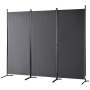 VEVOR room divider, three-panel black screen with metal frame and stable base.