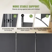 VEVOR Room Divider, 6.1 ft Room Dividers and Folding Privacy Screens (3-panel), Fabric Partition Room Dividers for Office, Bedroom, Dining Room, Study, Freestanding, Dark Gray