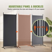 VEVOR Room Divider, 6.1 ft Room Dividers and Folding Privacy Screens (3-panel), Fabric Partition Room Dividers for Office, Bedroom, Dining Room, Study, Freestanding, Dark Gray