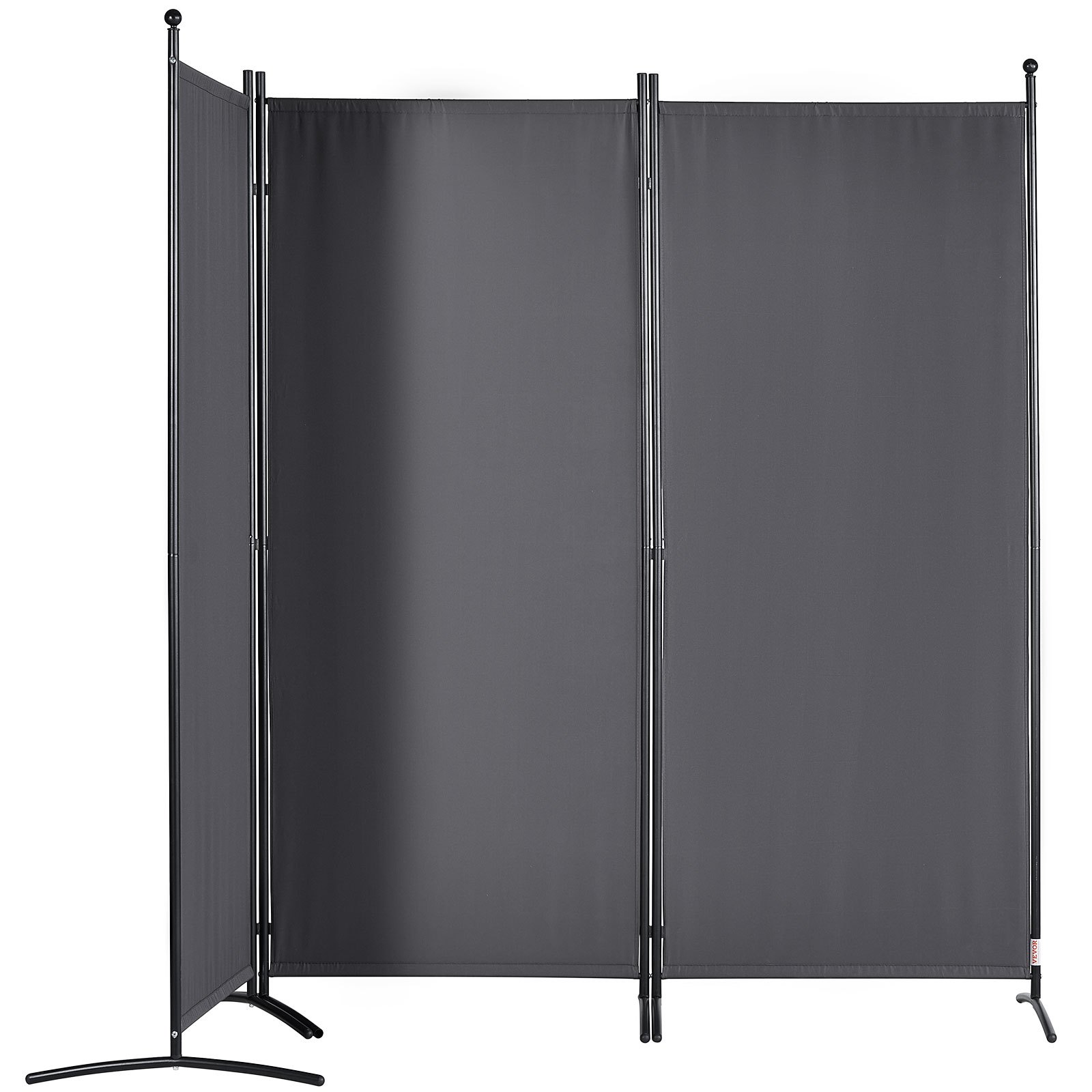 VEVOR room divider, black three-panel, freestanding. sleek, fabric-covered metal frame. ideal for privacy.