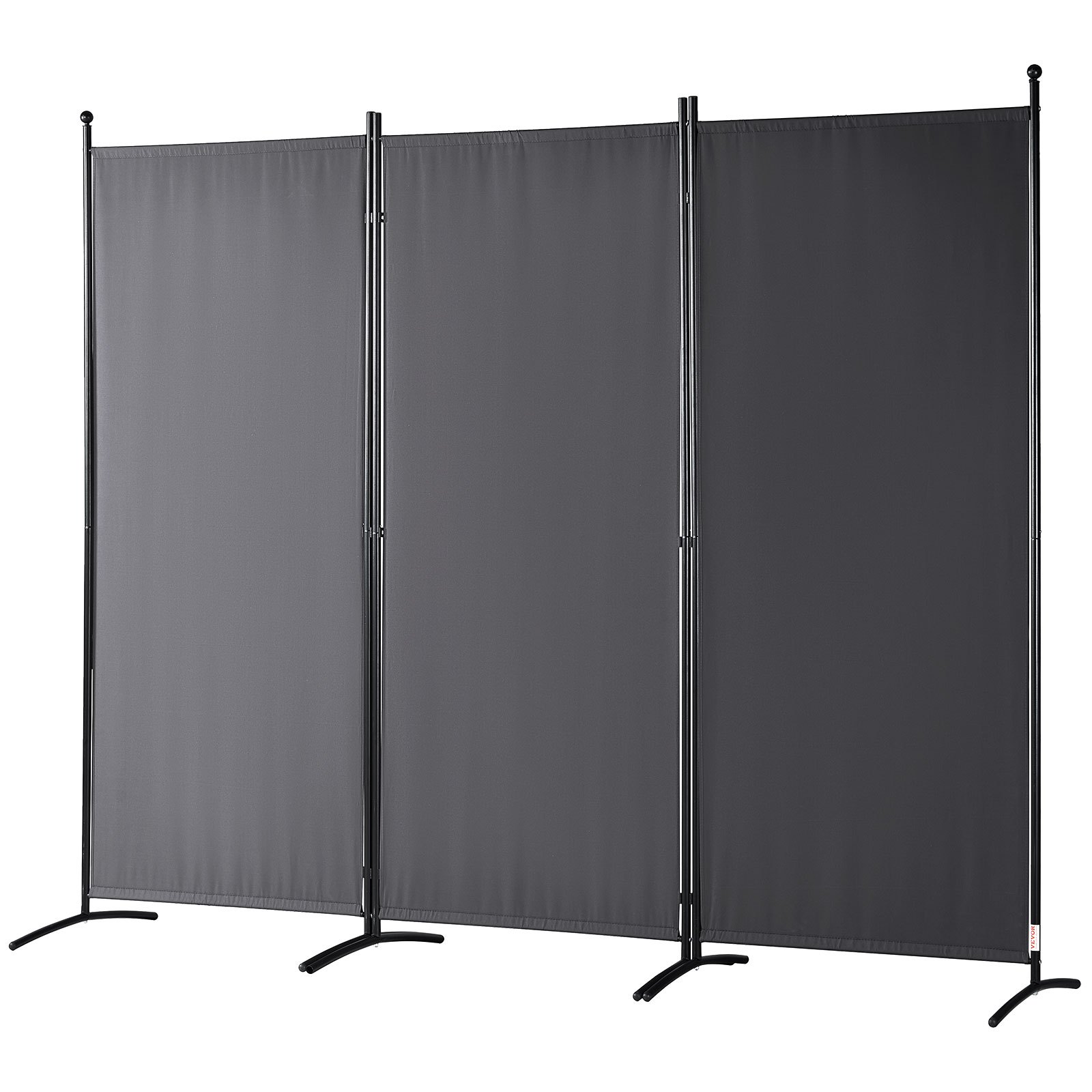 VEVOR room divider, three-panel black screen with metal frame and stable base.