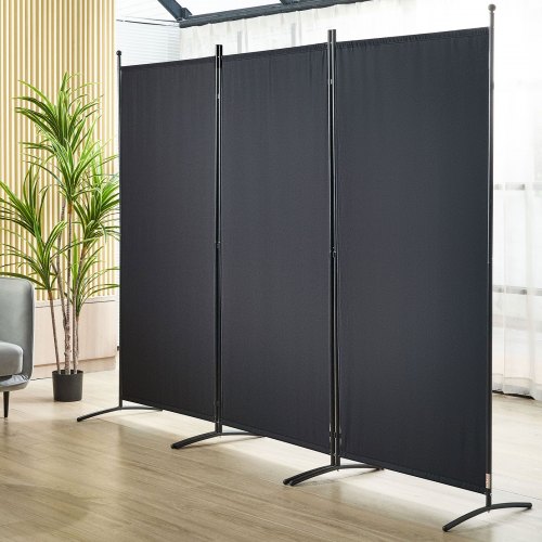 VEVOR Room Divider, 6.1 ft Room Dividers and Folding Privacy Screens (3-panel), Fabric Partition Room Dividers for Office, Bedroom, Dining Room, Study, Freestanding, Black