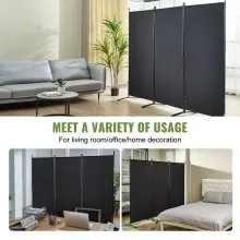 VEVOR Room Divider, 6.1 ft Room Dividers and Folding Privacy Screens (3-panel), Fabric Partition Room Dividers for Office, Bedroom, Dining Room, Study, Freestanding, Black