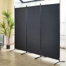 VEVOR Room Divider, 6.1 ft Room Dividers and Folding Privacy Screens (3-panel), Fabric Partition Room Dividers for Office, Bedroom, Dining Room, Study, Freestanding, Black