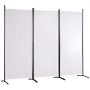 VEVOR room divider with three white panels and black metal frame for privacy and space separation.