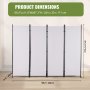 VEVOR Room Divider, 5.6 ft Room Dividers and Folding Privacy Screens (4-panel), Fabric Partition Room Dividers for Office, Bedroom, Dining Room, Study, Freestanding, White