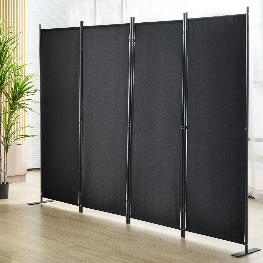 VEVOR Room Divider,88×67.5inch Room Dividers and Folding Privacy Screens (4-panel), Fabric Partition Room Dividers for Office, Bedroom, Dining Room, Study, Freestanding, Black