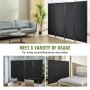 VEVOR Room Divider, 5.6 ft （88×67.5inch）Room Dividers and Folding Privacy Screens (4-panel), Fabric Partition Room Dividers for Office, Bedroom, Dining Room, Study, Freestanding, Black