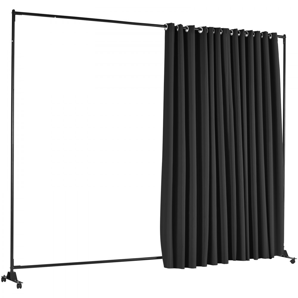 VEVOR Room Divider, 8 ft x 10 ft Portable Panel Room Divider with Wheels Curtain Divider Stand, Room Divider Privacy Screen for Office, Bedroom, Dining Room, Study, Black