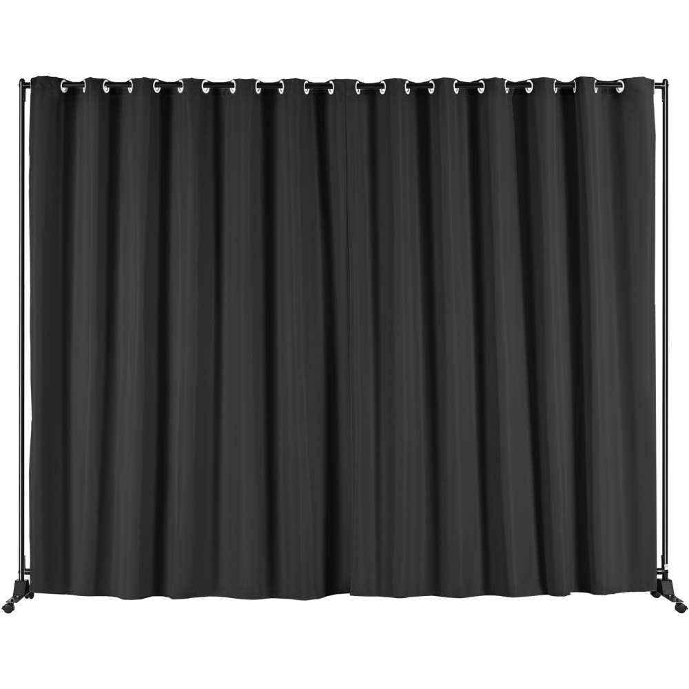 VEVOR Room Divider, 8 ft x 10 ft Portable Panel Room Divider with Wheels Curtain Divider Stand, Room Divider Privacy Screen for Office, Bedroom, Dining Room, Study, Black