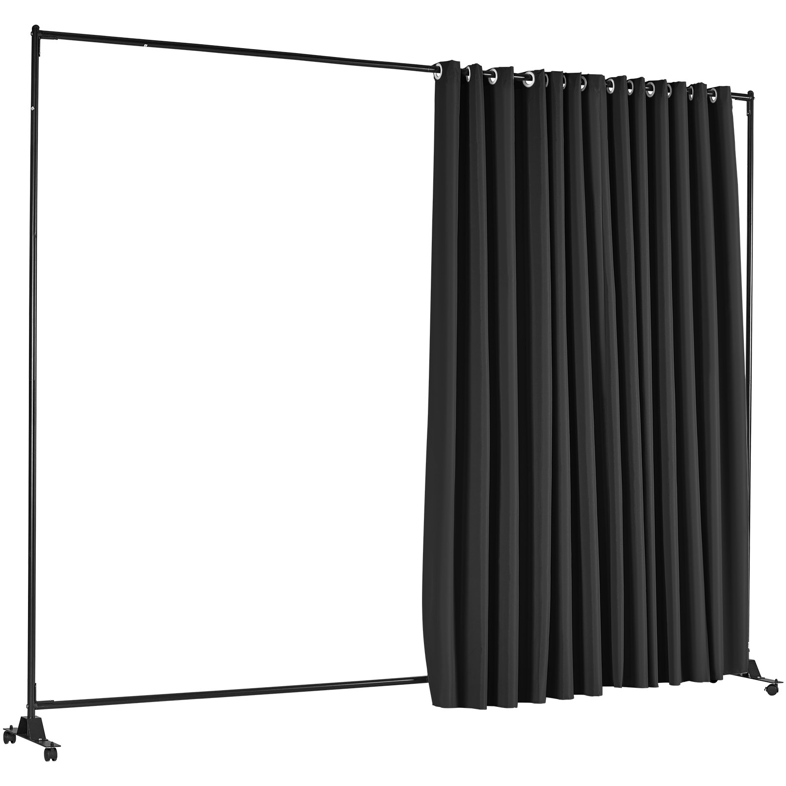 VEVOR Room Divider, 8 ft x 10 ft Portable Panel Room Divider with Wheels Curtain Divider Stand, Room Divider Privacy Screen for Office, Bedroom, Dining Room, Study, Black