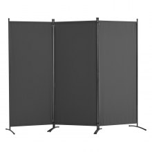 Room Divider 3-Panel Folding Privacy Screen Fabric Partition Office Gray