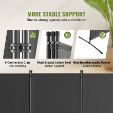 Room Divider 3-Panel Folding Privacy Screen Fabric Partition Office Gray