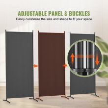 Room Divider 3-Panel Folding Privacy Screen Fabric Partition Office Gray