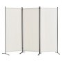 Room Divider 3-Panel Folding Privacy Screen Fabric Partition Office White