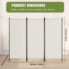 VEVOR Room Divider, 102×71inch Room Dividers and Folding Privacy Screens 3-Panel, Fabric Partition Room Dividers for Office, Bedroom, Dining Room, Study, Freestanding, White