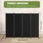 VEVOR Room Divider,  4 Panel Room Dividers and Folding Privacy Screens, Fabric Partition Room Dividers for Office, Bedroom, Dining Room, Study, Freestanding, Black