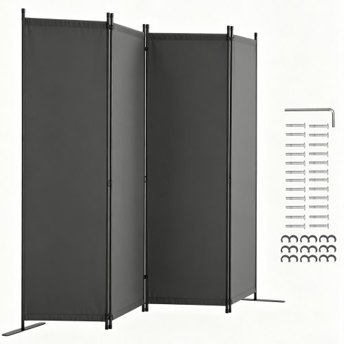 VEVOR Room Divider,  4 Panel Room Dividers and Folding Privacy Screens, Fabric Partition Room Dividers for Office, Bedroom, Dining Room, Study, Freestanding, Light Gray