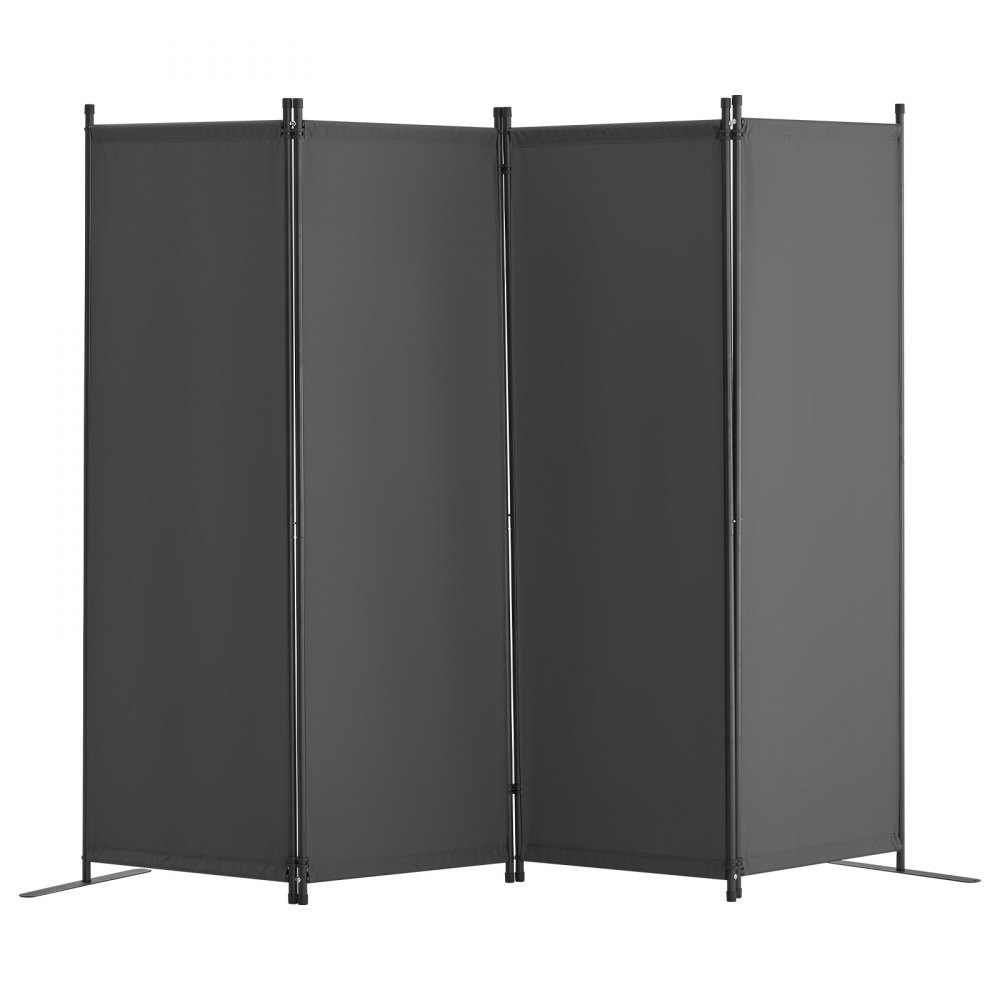 Room Divider 4-Panel Folding Privacy Screen Fabric Partition Office Gray