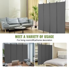 Room Divider 4-Panel Folding Privacy Screen Fabric Partition Office Gray