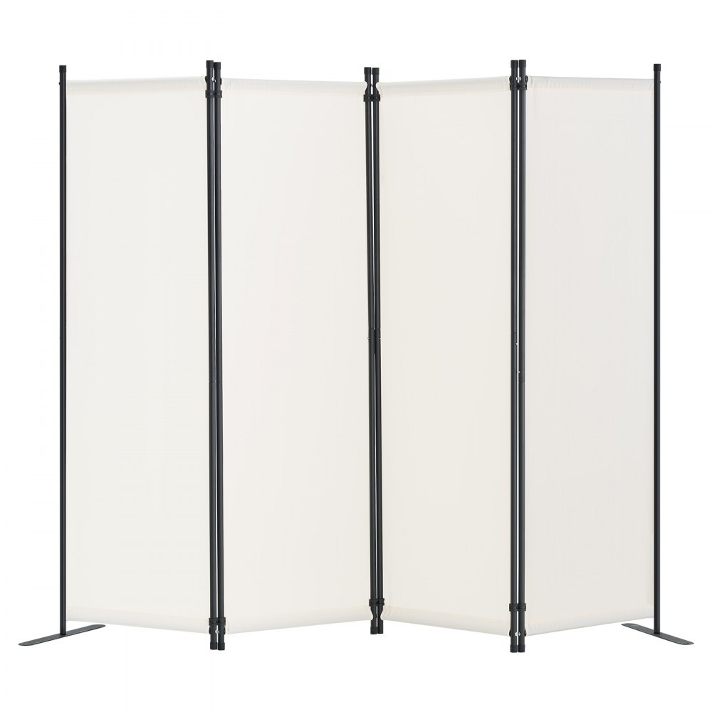 Room Divider 4-Panel Folding Privacy Screen Fabric Partition Office White