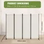 VEVOR Room Divider,  4 Panel Room Dividers and Folding Privacy Screens, Fabric Partition Room Dividers for Office, Bedroom, Dining Room, Study, Freestanding, White