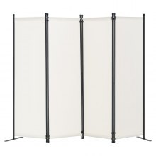 VEVOR Room Divider 4-Panel Folding Privacy Screen Fabric Partition Office White