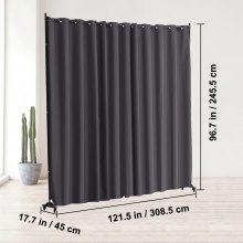 Room Divider Portable Panel Room Divider with Wheels Privacy Screen Gray