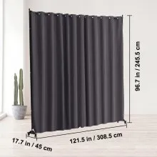 VEVOR Room Divider, Portable Panel Room Divider with Wheels Curtain Divider Stand, Freestanding Room Divider Privacy Screen for Office, Bedroom, Dining Room, Study