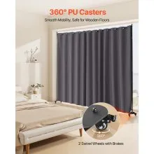 VEVOR Room Divider, Portable Panel Room Divider with Wheels Curtain Divider Stand, Freestanding Room Divider Privacy Screen for Office, Bedroom, Dining Room, Study, Gray